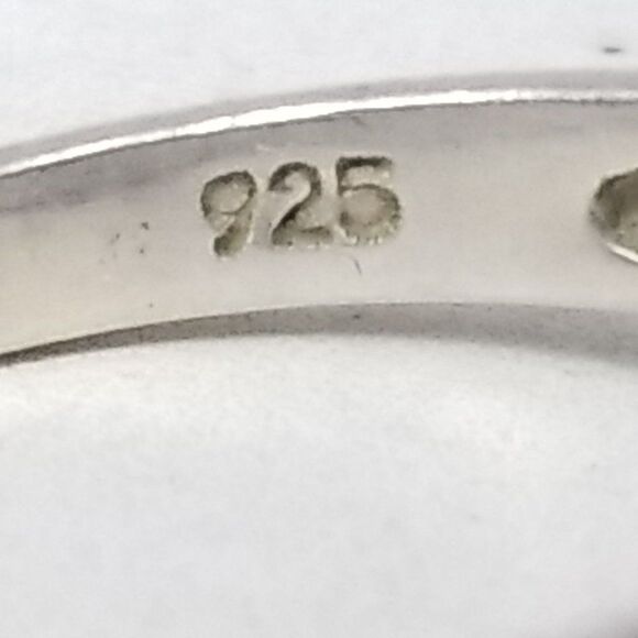 Vintage Sterling Silver Dark Blue Marquise Shape Ring, Size 7 Band, Estate - Picture 3 of 9